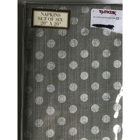 DOMAIN Pewter Metallic pocodots 100 % Cotton Dinner Set Of 6 20’x20” Napkins NIP - Picture 6 of 7